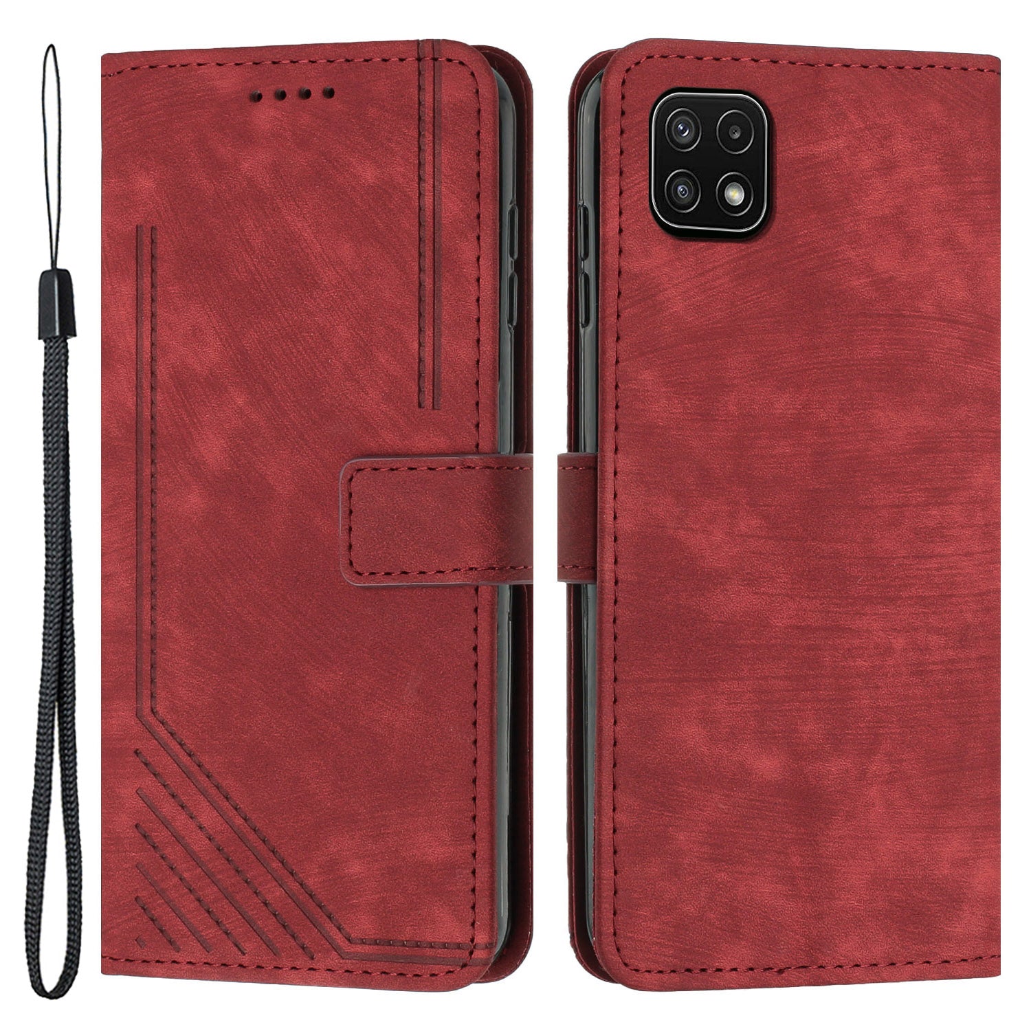 For Samsung Galaxy A22 5G (EU Version) Wallet Phone Case Skin-Touch Lines Imprinted PU Leather Cover For Samsung Galaxy A22 5G (EU Version) Wallet Phone Case Skin-Touch Lines Imprinted PU Leather Cover